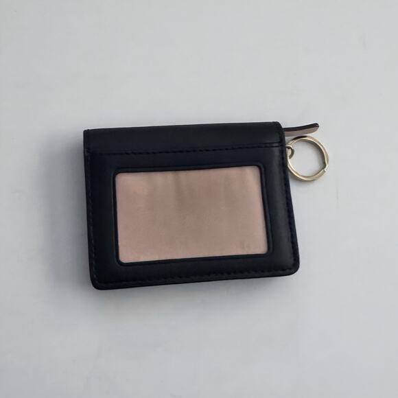 Kate Spade Piper Magnolia Street Leather Key Chain Ring Wallet Black Scalloped - Picture 6 of 10